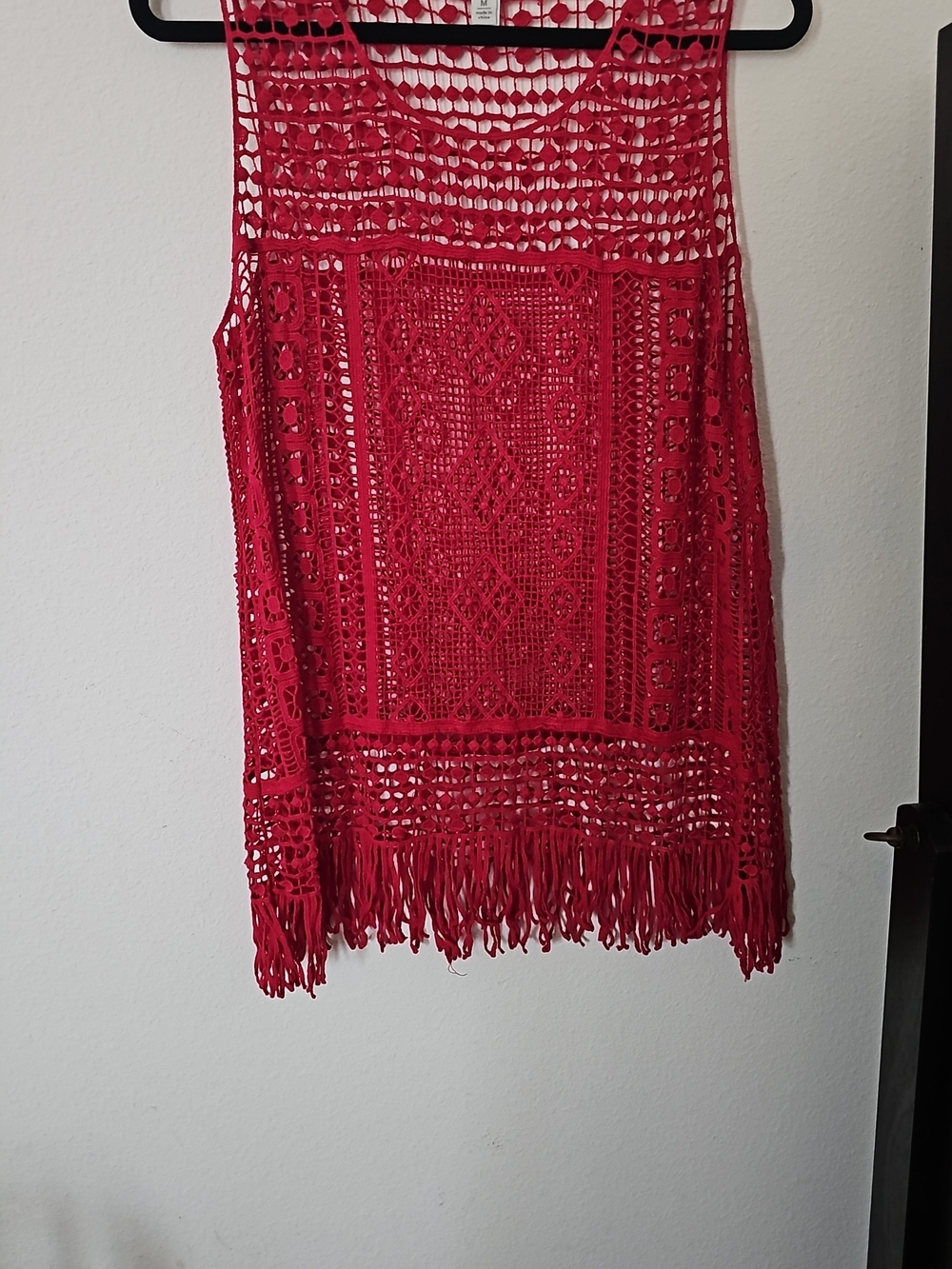 Red Crochet Fringe Skirt Cover-Up
